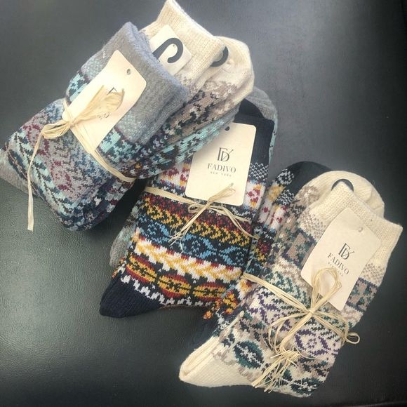 COZY BOOT SOCKS MULTI PATTERN ASSORTED 2 PACK by FADIVO NEW YORK - Picture 4 of 7